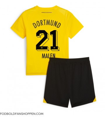 Borussia Dortmund Donyell Malen #21 Hjemmebanetrøje Børn 2023-24 Kortærmet (+ Korte bukser)